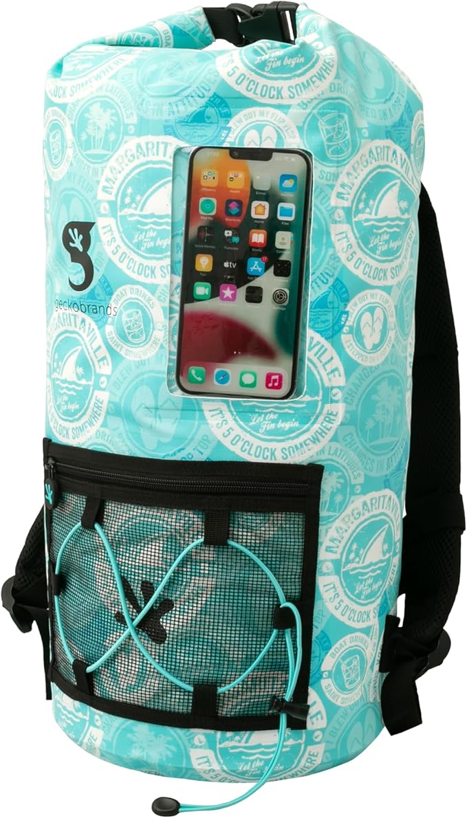 geckobrands Hydroner 20L Waterproof Dry Bag Backpack – Lightweight Roll-Top Bag with Clear Phone Pouch for Outdoor Activities