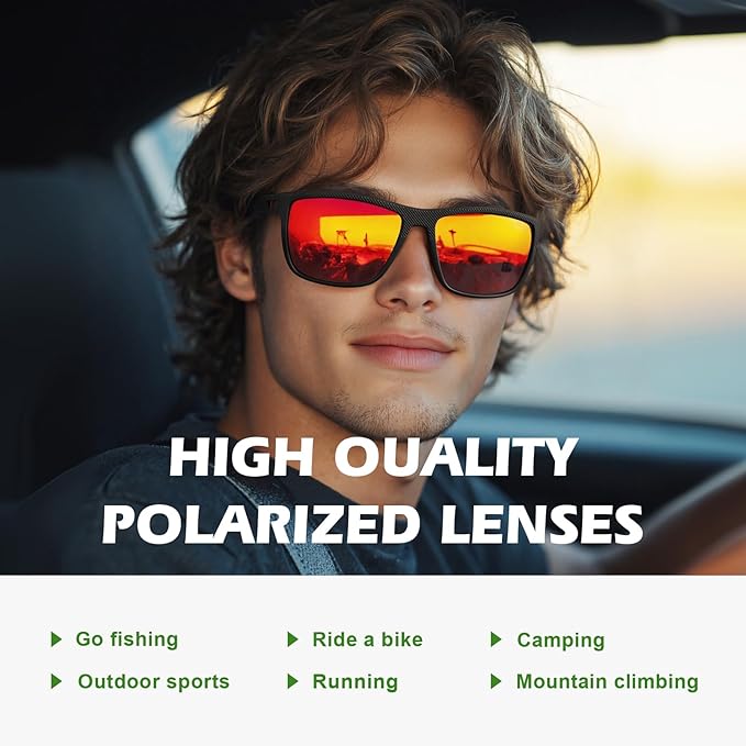 Fanshen Polarized Sports Sunglasses for Men, UV Protection Lightweight Sun Glasses for Driving Fishing Golf Cycling