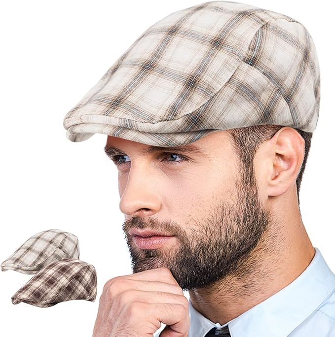 LADYBRO 2Pack Unisex Flat Cap Newsboy Hats for Men Women, Summer Casual Adjustable