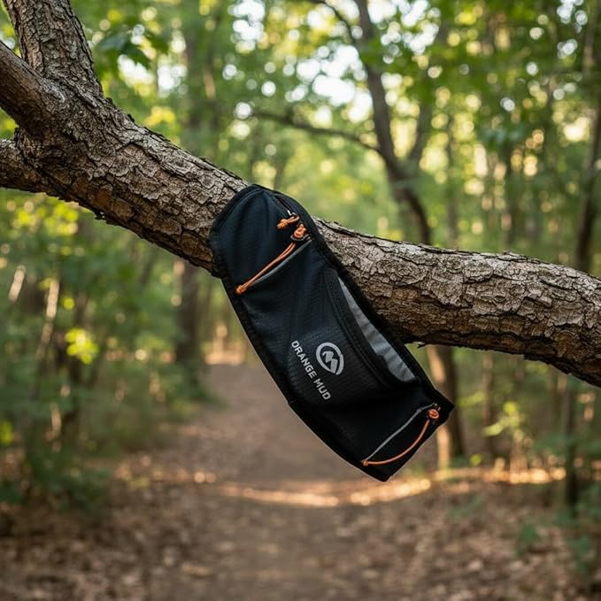 Orange Mud Gearhead Running Belt – Ultra-Light No-Bounce Running Waist Pack with Dual Zippered Pockets, Adjustable Fit, Breathable Mesh, Reflective Trim