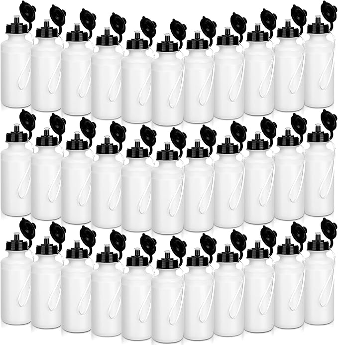 72 Pcs Reusable Water Bottles Bulk 20 oz Squeeze Plastic Sports Water Bottles with Nylon Strap Leak Proof Blank DIY Cups for Travel Hiking Cycling Sport Event Team Gifts