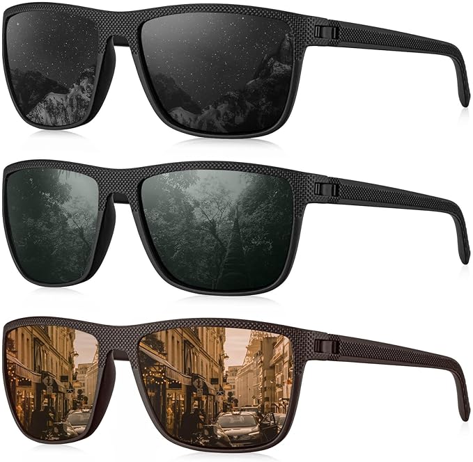 KALIYADI Polarized Sunglasses for Men, Lightweight Sun Glasses with UV Protection for Driving Fishing Golf