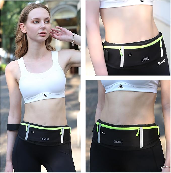 Running Belt Waist Fanny Pack: Slim Phone Holder Workout Pouch for Walking JoggingBlack