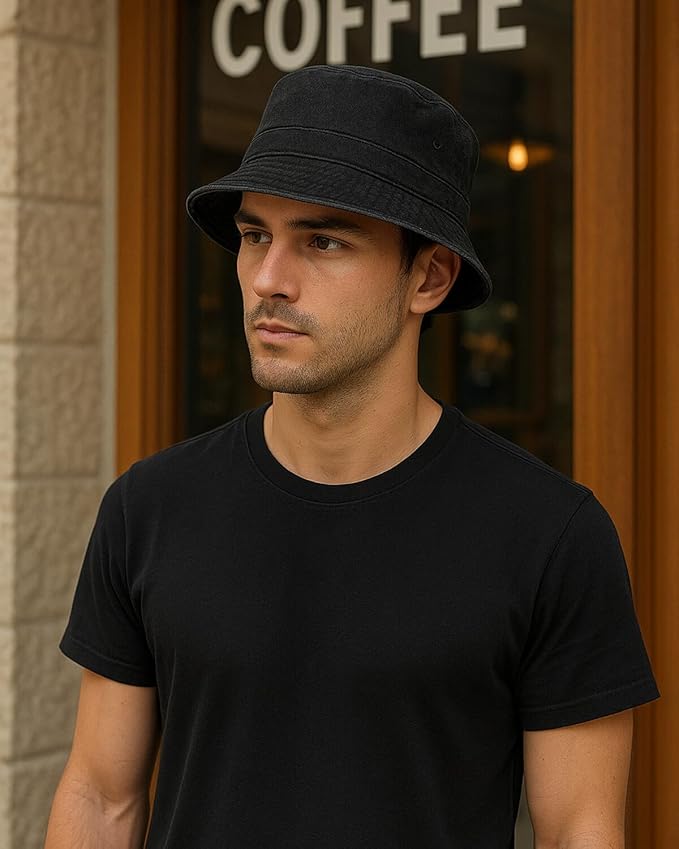 Zylioo XXL XL L M Denim Bucket Sun Hat,Oversized Jean Fisherman Hats,Adjustable Packable Summer Travel Hats