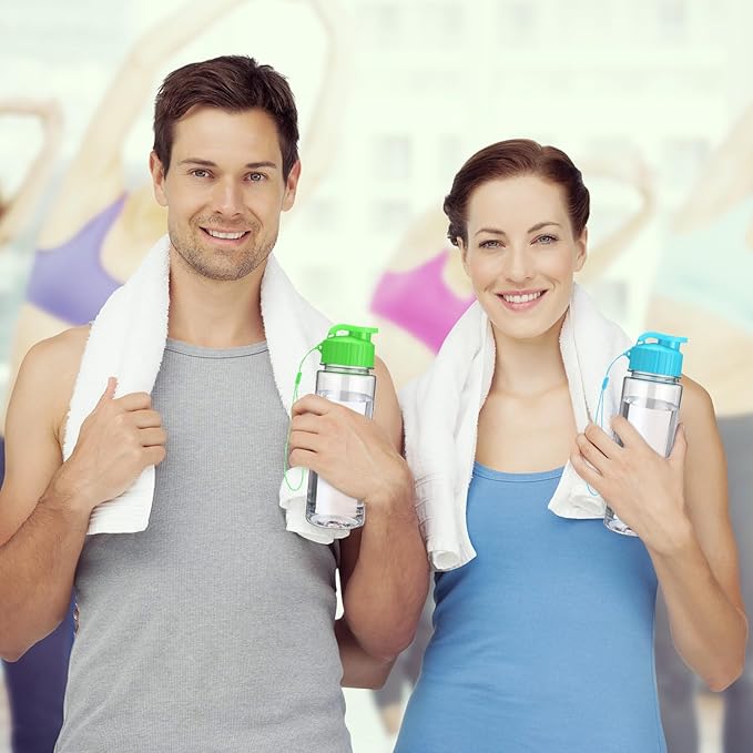 Domensi 50 Pieces Plastic Water Bottle Bulk 17 oz Sports Adults Reusable Large Water Bottles with Leak Proof Flip Top for Adults Fitness(Mixed Color)