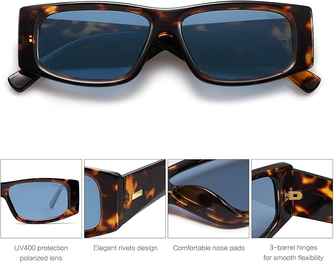 SOJOS Trendy Y2K Rectangle Polarized Sunglasses for Women Men Fashion Designer Rave Sunglasses SJ2228