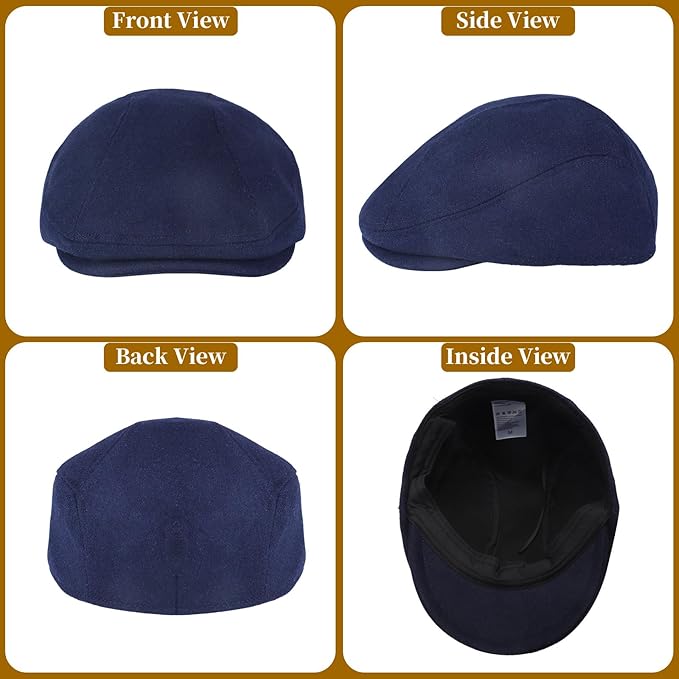 YDO DENSER Men's Newsboy Caps Wool Gatsby Beret Hat Retro Irish Driver Flat Cap Classic Dress Hat Fitted Caps for Golf