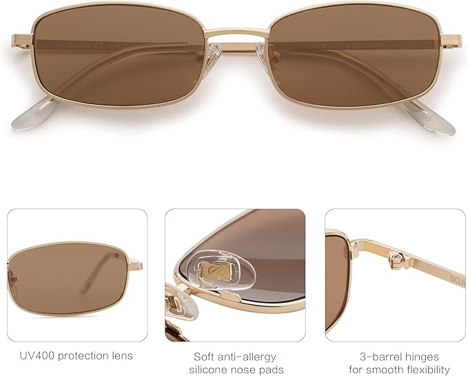 SOJOS Trendy Small Y2k Rectangle Sunglasses Womens Mens, Retro Narrow Chic Thin Skinny Sunnies SJ1187