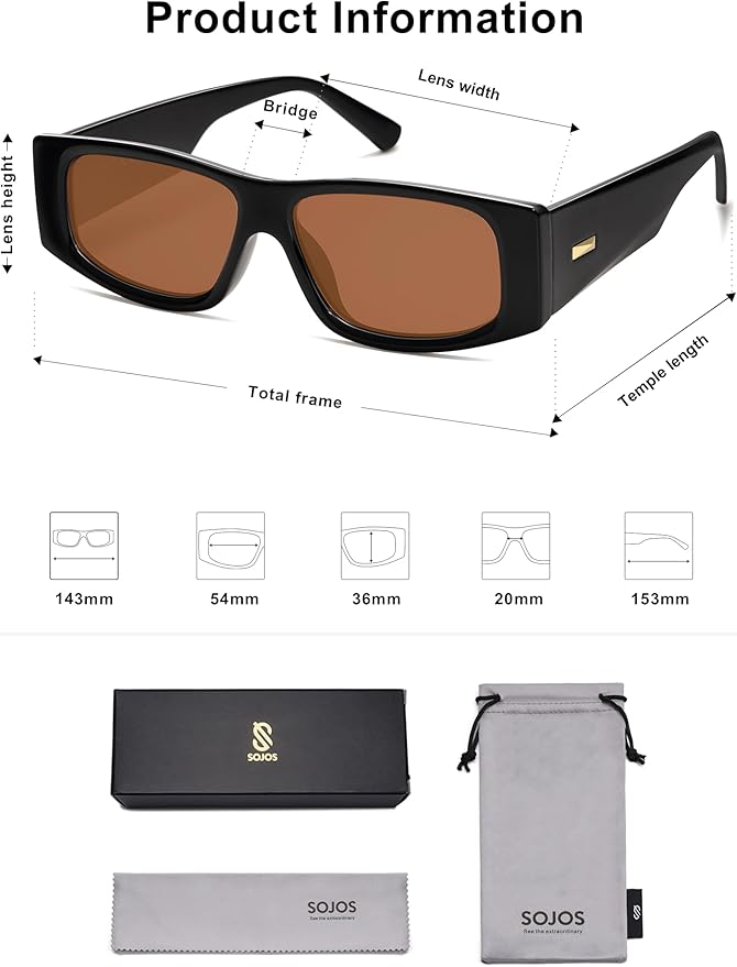 SOJOS Trendy Y2K Rectangle Polarized Sunglasses for Women Men Fashion Designer Rave Sunglasses SJ2228