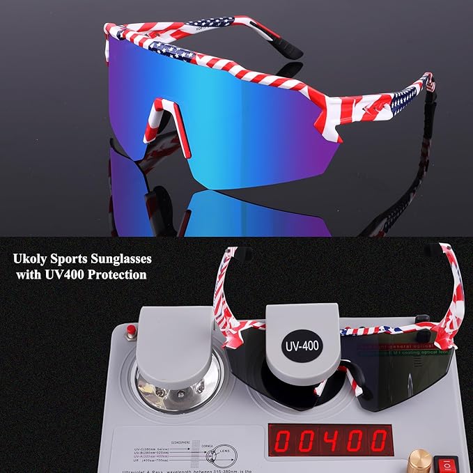 Ukoly Baseball Sunglasses For Men Women,Sports Sunglasses For Baseball Running Cycling UV400 protection TR90 Frame 615