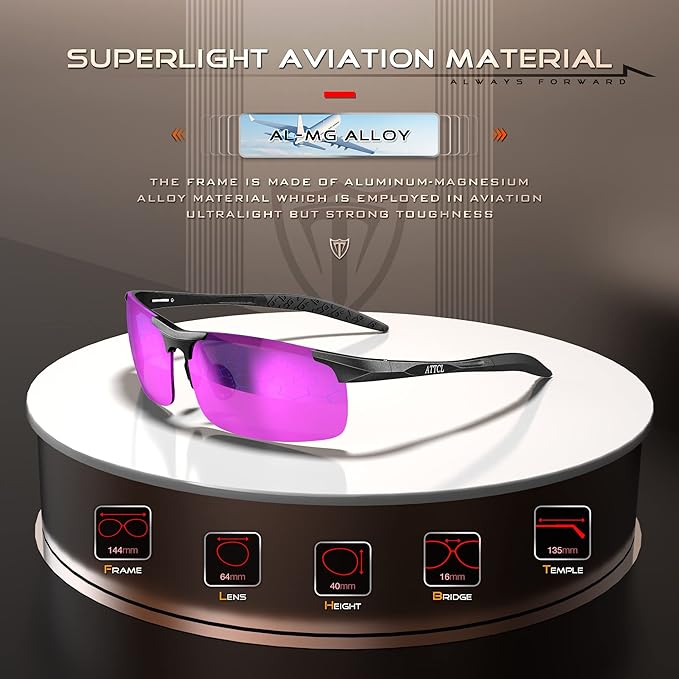 ATTCL Men's Fashion Driving Polarized Sunglasses for Men - Al-Mg metal Ultralight Frame