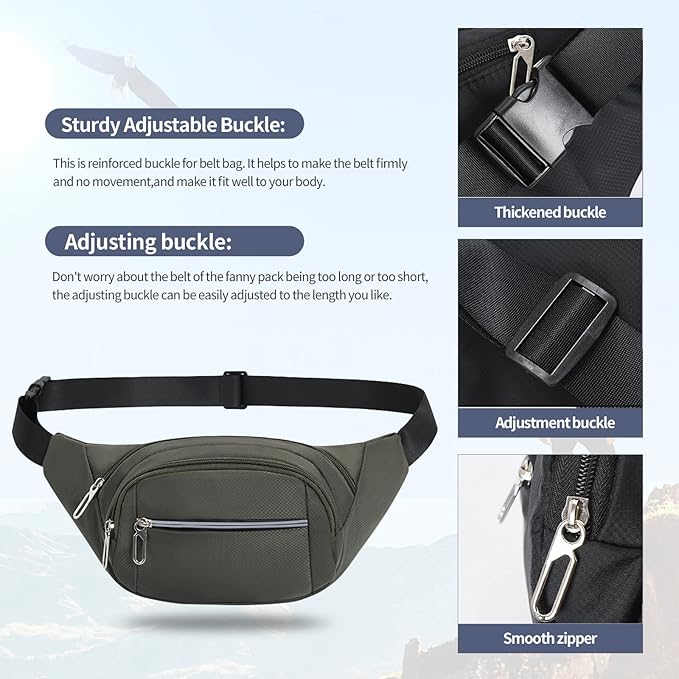 DAITET Crossbody Fanny Pack for Men&Women,Large Waist Bag & Hip Bum Bag with Adjustable Strap for Outdoors Workout Traveling Casual Running Hiking Cycling