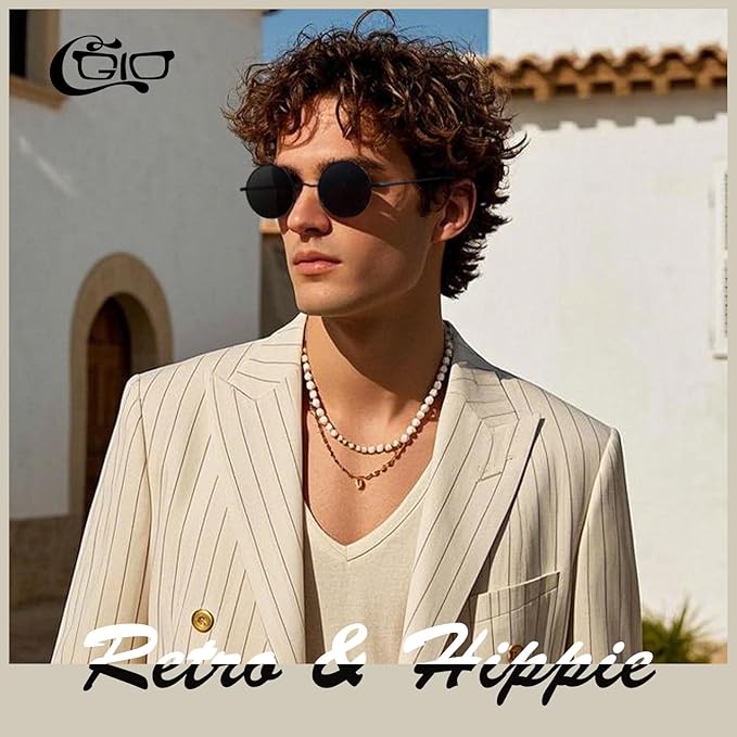 CGID Retro Round Polarized Sunglasses Mens Womens Circle Metal Hippie Shades UV400 Protection E01
