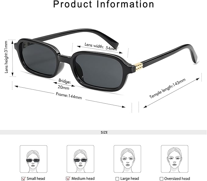 Retro Rectangular Sunglasses for Women Vintage Fashion Trendy Funny Small 90s Square Sunnies 2025 AP3698