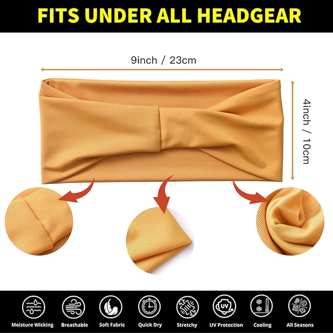 12 Pack Wide Headbands for Women No slip Stretchy Boho Hair Bands, Soft Elastic Yoga Workout Running Thick Wicking Sweat Bands Solid colors Head Wrap