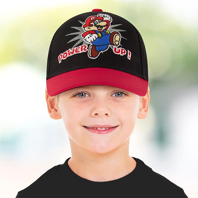 Nintendo Boys Baseball Cap, Super Mario Adjustable Kids Hat for Ages 4-7