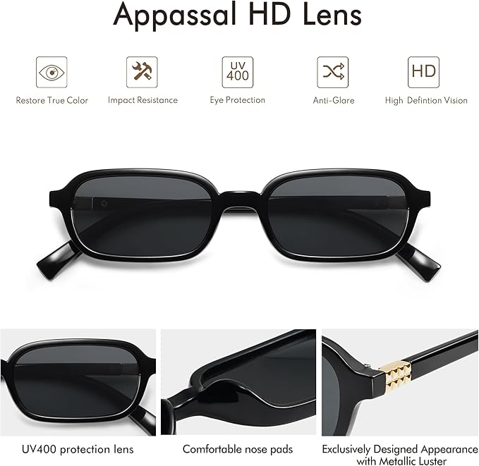 Retro Rectangular Sunglasses for Women Vintage Fashion Trendy Funny Small 90s Square Sunnies 2025 AP3698