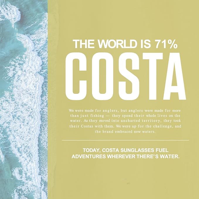 Costa Del Mar Sunglasses for Men - Brine Mens Polarized Sunglasses - Fishing, Boating & Beach UV Protection - Size 59-580P