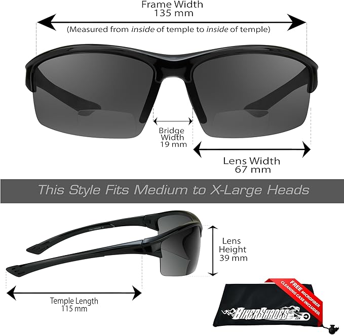 proSPORT Polarized Bifocal Reading Sunglasses Men Women Smoke Brown Lens Tinted Bi-Focal Reader