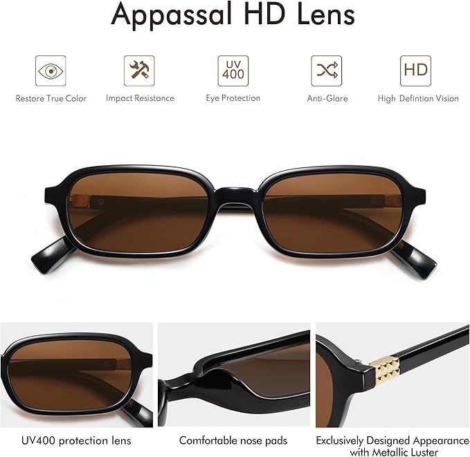 Retro Rectangular Sunglasses for Women Vintage Fashion Trendy Funny Small 90s Square Sunnies 2025 AP3698