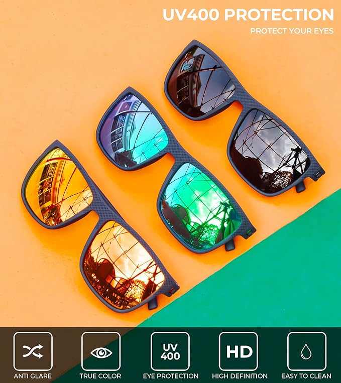 KALIYADI Polarized Sunglasses for Men, Lightweight Sun Glasses with UV Protection for Driving Fishing Golf