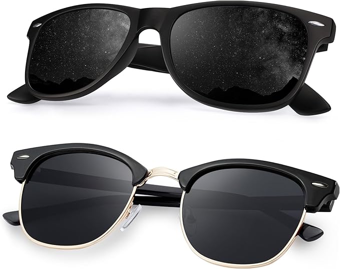 Sunglasses Men and Womens, Polarized Sunglasses for men with UV Blocking Semi-Rimless Frame for Driving & Hiking