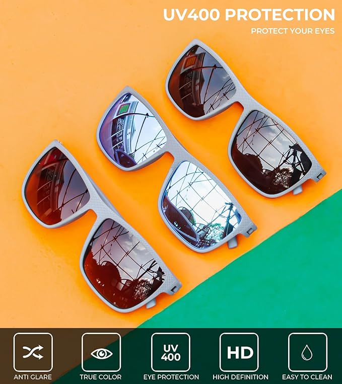 KALIYADI Polarized Sunglasses for Men, Lightweight Sun Glasses with UV Protection for Driving Fishing Golf