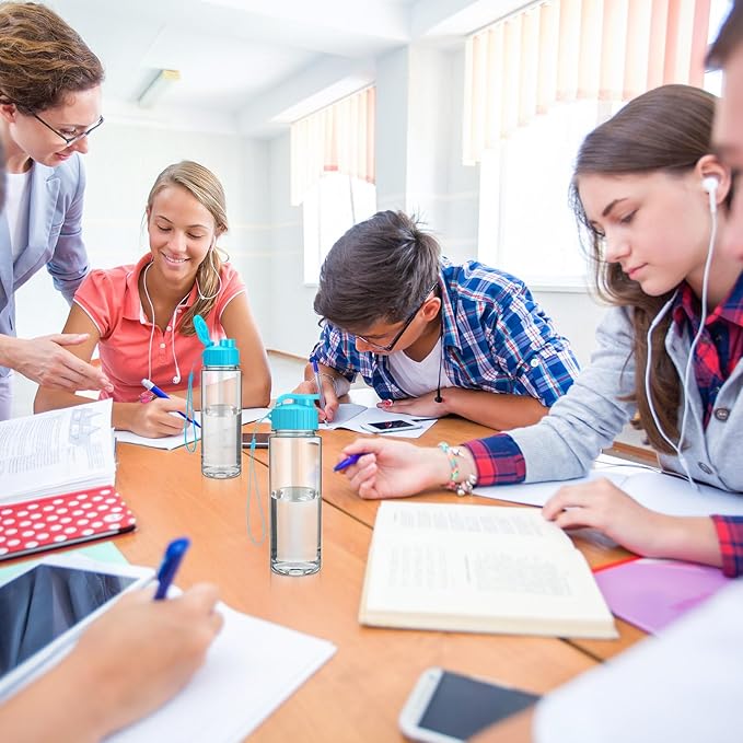 Mifoci 20 Pieces Water Bottle Bulk 17 oz Plastic Water Bottles Bulk Gym Sports Adults Reusable Large Bottles with Leak Proof Flip Top for Party Outdoor(Regular Style,Sky Blue)