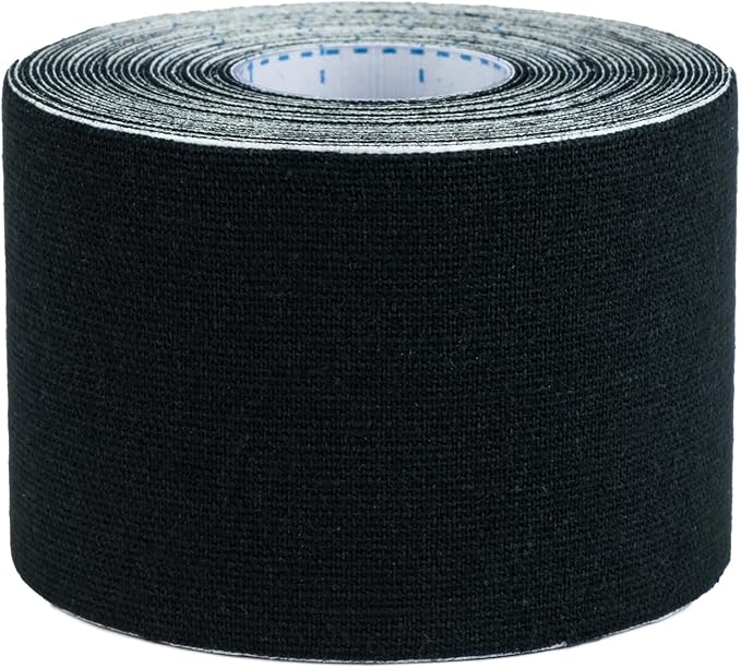 | Kinesiology Tape | Hypoallergenic, Latex-Free, Breathable Sports Tape for Athletes – Uncut Cotton Elastic Roll, 2" x 16 ft – Muscle & Joint Support for Knee, Shoulder, Elbow – Black