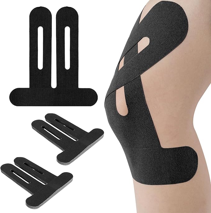 20 Pcs Kinesiology Tape for Knees, Black Athletic Tape, Waterproof & Breathable Kinesio Tape, Elastic Sports Tape for Knee Pain Relief, Kinesiology Tape Precut, Knee Tape, Muscle Tape for Knee Support