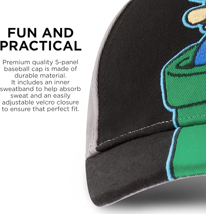 Nintendo Boys Baseball Cap, Super Mario Adjustable Kids Hat for Ages 4-7