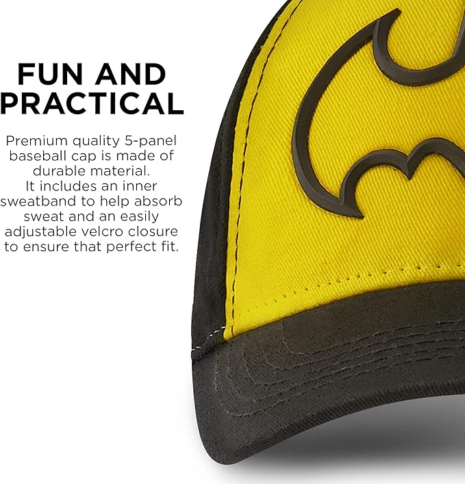 DC Comics Boys Baseball Cap, Batman Adjustable Toddler Hat, Ages 2-4 Or Boy Hats For Kids Ages 4-7