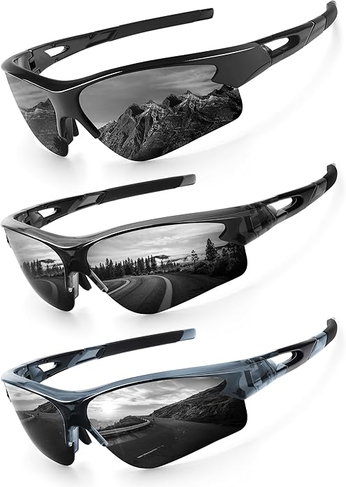 KALIYADI Sports Sunglasses for Men, Polarized Sun Glasses for Men Women Youth Baseball Softball with UV Protection