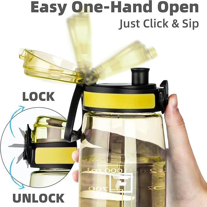 Fanhaw 32 oz Tritan Water Bottle with Chug Lid - Clear, BPA-Free, Lightweight, Wide Mouth, Leak-Proof, Perfect for Gym, Travel, School, Office, and Sports (Imperial Yellow)