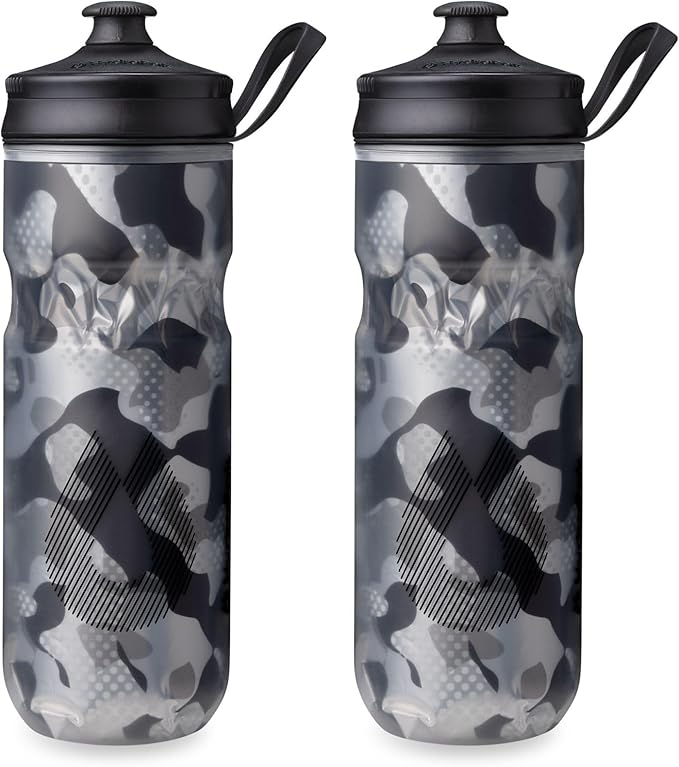 HydraPak | Polar Bottle - Polar Sport Insulated Water Bottle 2-Pack - BPA-Free, Sport & Bike Squeeze Bottle with Handle (Contender Black, 600ml / 20oz)