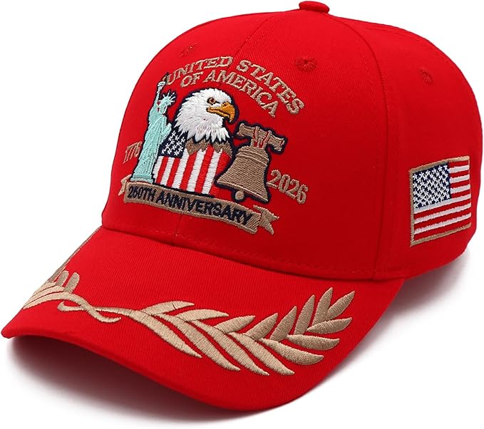 250 Anniversary USA Hat United States 250th Year American Anniversary Hat Patriotic Embroidered Baseball Caps for Men Women