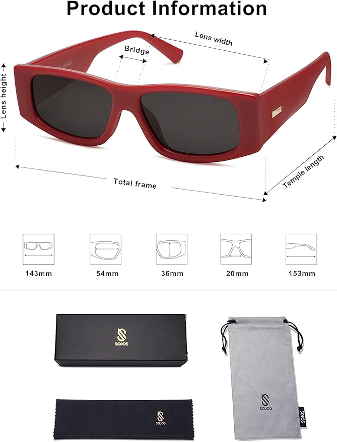SOJOS Trendy Y2K Rectangle Polarized Sunglasses for Women Men Fashion Designer Rave Sunglasses SJ2228