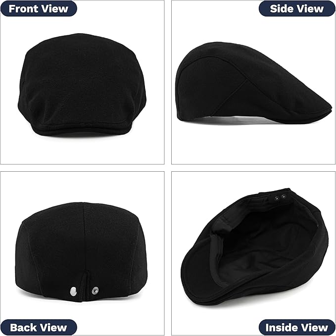 KUJUHA Newsboy Hats for Men Flat Irish Cabbie Ivy Gatsby Newsboy Driving Hat Hunting Cap Winter Hat