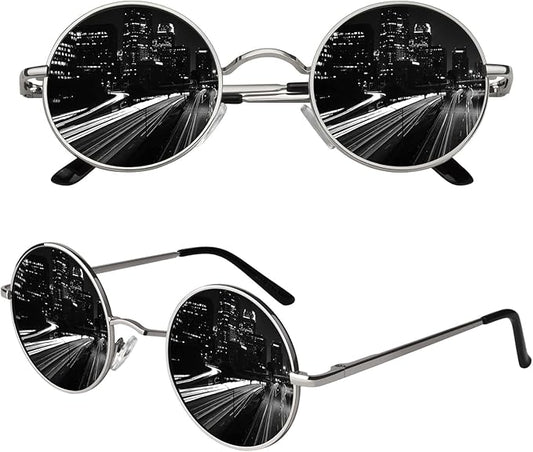 CGID Retro Round Polarized Sunglasses Mens Womens Circle Metal Hippie Shades UV400 Protection E01