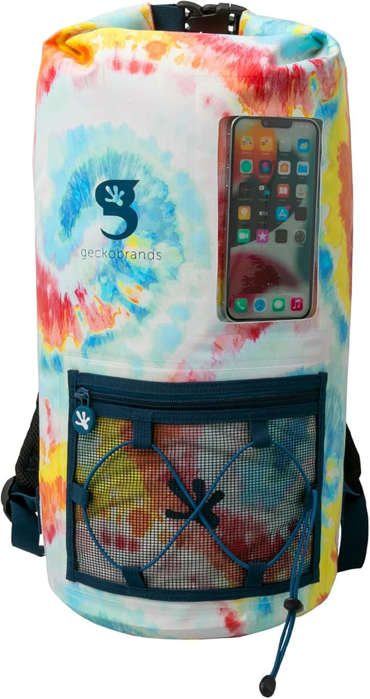 geckobrands Hydroner 20L Waterproof Dry Bag Backpack – Lightweight Roll-Top Bag with Clear Phone Pouch for Outdoor Activities