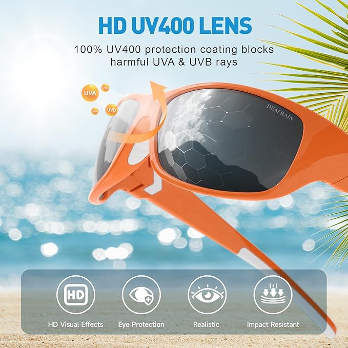 DEAFRAIN Polarized Sports Sunglasses for Men Women Driving Fishing Cycling Running UV Protection