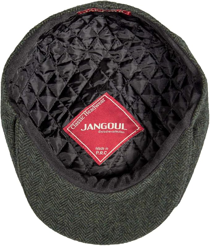 Men Wool Blend 8 Panel Newsboy Cap Tweed Cabbie Hat Snap Brim