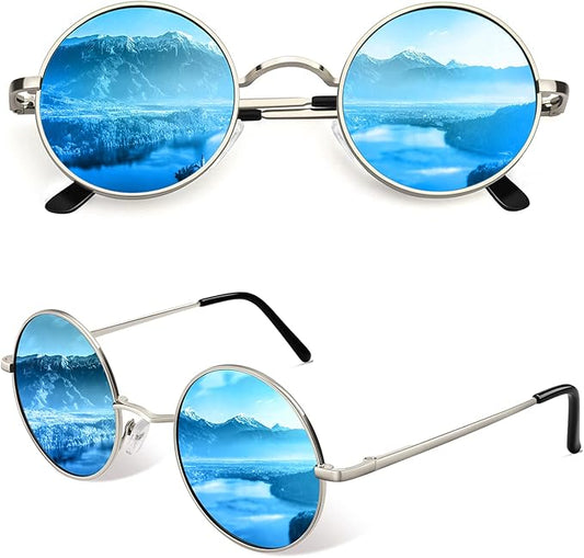 CGID Retro Round Polarized Sunglasses Mens Womens Circle Metal Hippie Shades UV400 Protection E01