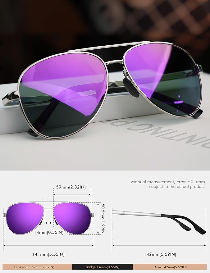 LUENX Aviator Sunglasses for Men Women Polarized - UV400 Protection, Stylish Shades, Driving, Outdoor Activities