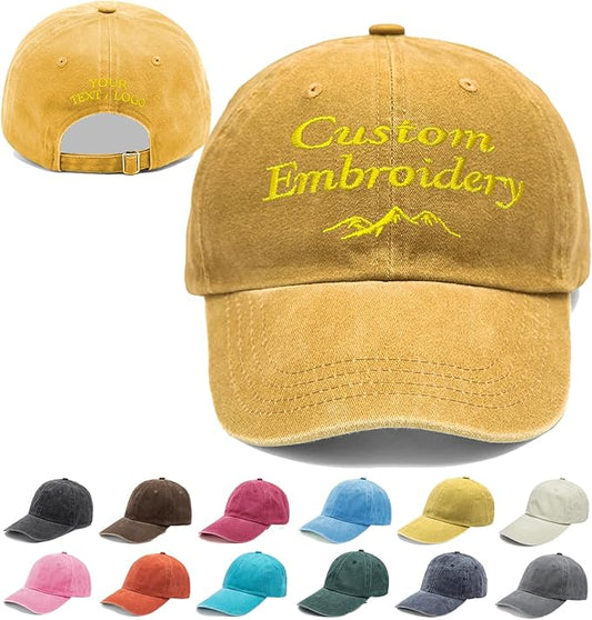 Custom Embroidered Hats, Personalized Embroidery Baseball Caps Add Your Logo Text Gift for Men Women