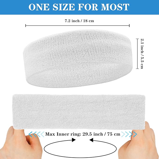 4 Pack Sweatbands Sports Headband for Men and Women, Moisture Wicking Athletic Workout Headband for Running, Tennis, Basketball, Yoga, Gym Stretchy Unisex Sweatband