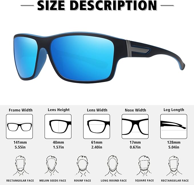 STORYCOAST Polarized Sports Sunglasses for Men Women Unbreakable Frame Cycling Fishing Driving