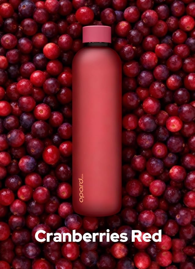 Opard Slim Water Bottle 32oz, Dishwasher Safe Plastic Water Bottle BPA-Free, Leakproof Screw Top, Cranberries Red, Reusable for Travel School Sport Gym Hiking
