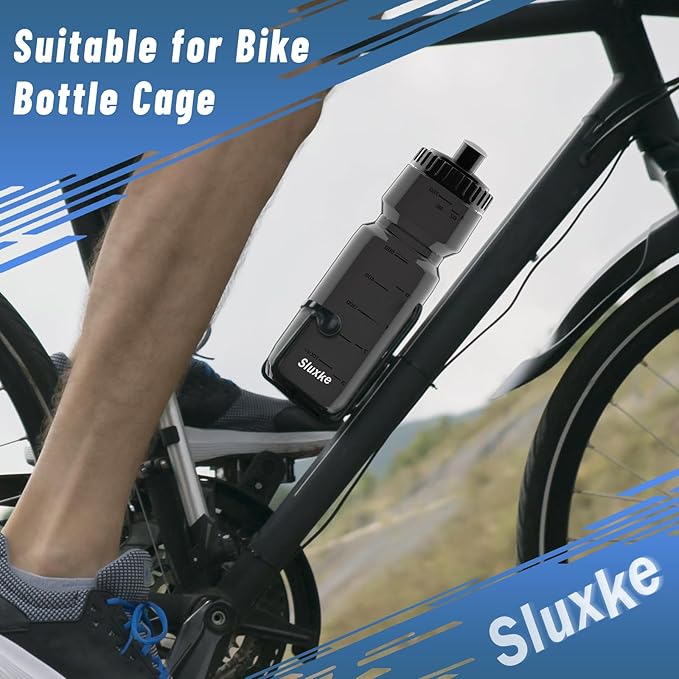 24oz Bike Water Bottle 2Pack, 720ml Sports Squeeze Bottle Lightweight, Durable Fits Most Bike Cycling Cages