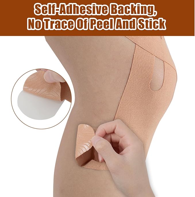 10Pcs Kinesiology Tape for Knees,Athletic Tape,Waterproof & Breathable Kinesio Tape,Elastic Sports Tape for Knee Pain Relief,Kinesiology Tape Precut,Knee Tape,Muscle Tape for Knee Support (Skin Color)